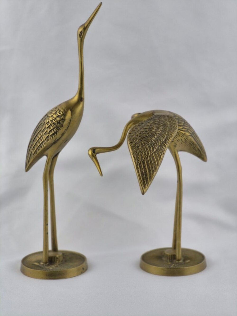 Vintage Leonard Silver Mfg Co. Solid Brass Crane Heron Figurines Korea Set of 2 - Picture 3 of 16